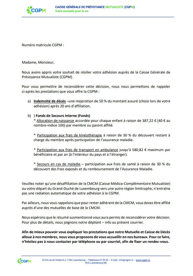 Lettre de démission